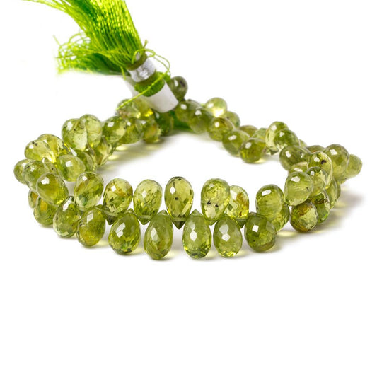 7-9mm Peridot Tear Drop Briolette 8 inch 68 pieces