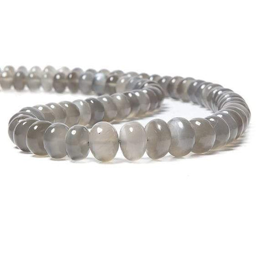 7-9mm Platinum Grey Moonstone Plain Rondelles 78pcs