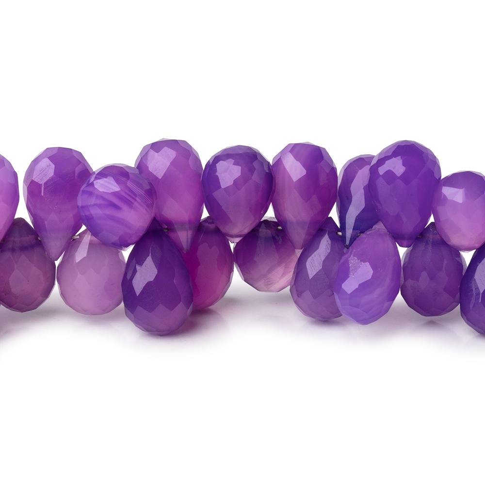 7-9mm Shaded Purple Chalcedony Faceted Tear Drop Beads 8 inch 80 pieces