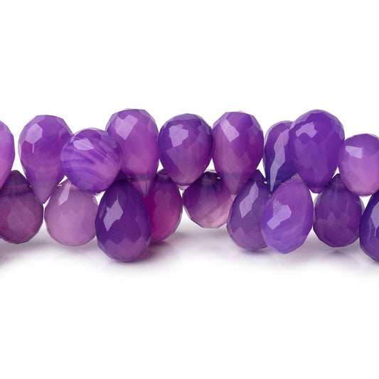 7-9mm Shaded Purple Chalcedony Faceted Tear Drop Beads 8 inch 80 pieces