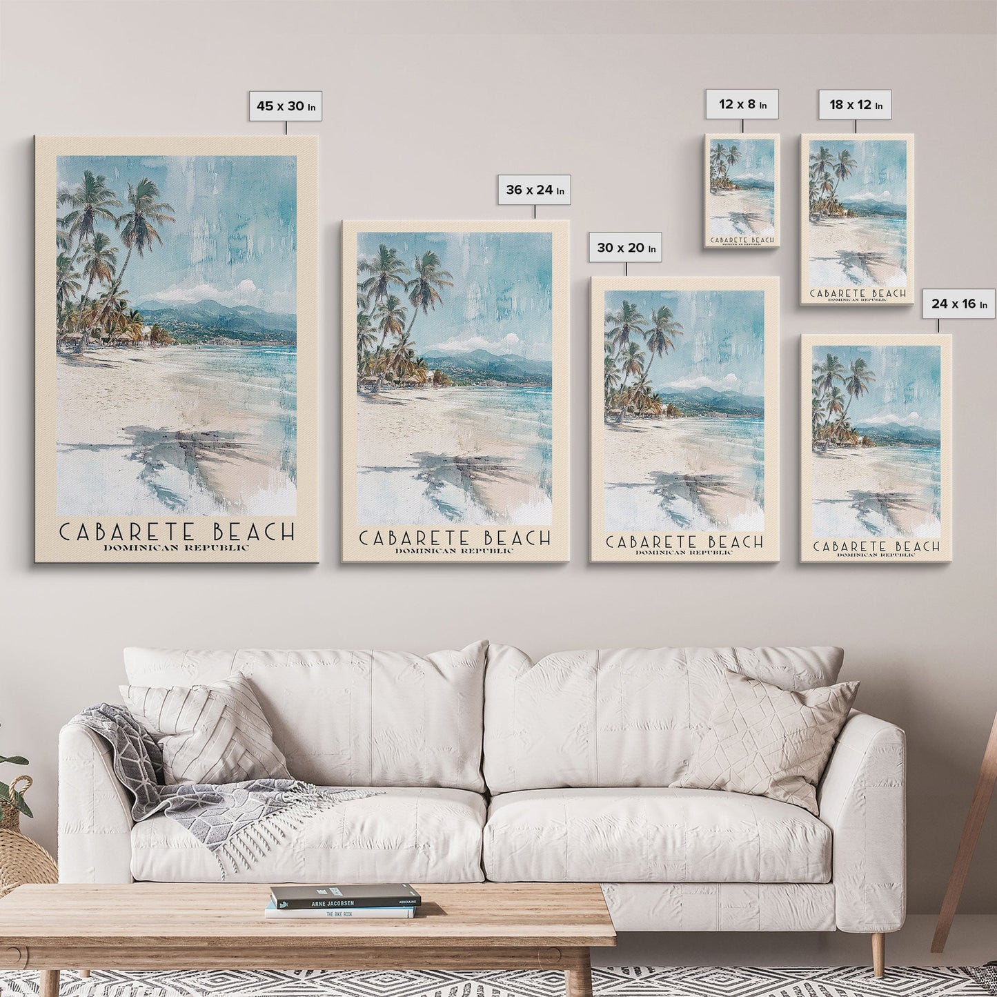 Cabarete Beach, Dominican Republic Watercolor Print, Vacation Gift, Dominican Republic Wall Art, Beach Painting, Beach Decor, Large Wall Art, Wood Frame Art