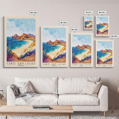 Cabo San Lucas, Mexico Watercolor Print, Vacation Gift, Mexico Wall Art, Beach Painting, Beach Decor, Large Wall Art, Wood Frame Art