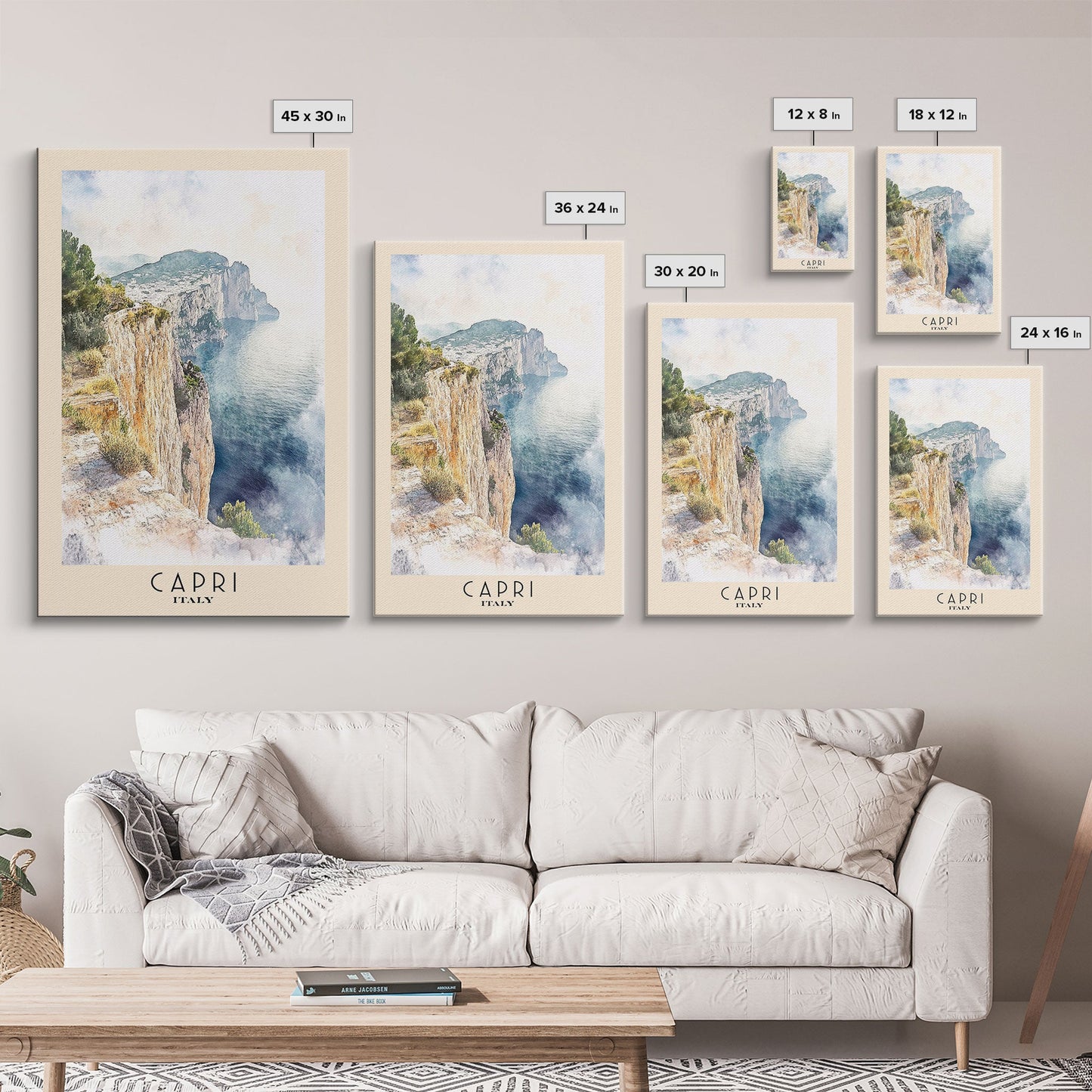 Capri, Italy Watercolor Beach Print, Vacation Gift, Italy Wall Art, Beach Painting, Beach Decor, Beach Painting