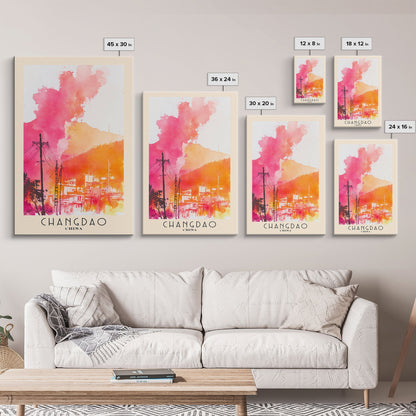 Changdao, China Watercolor Beach Print, Vacation Gift, China Wall Art, Beach Painting, Beach Decor, Beach Painting