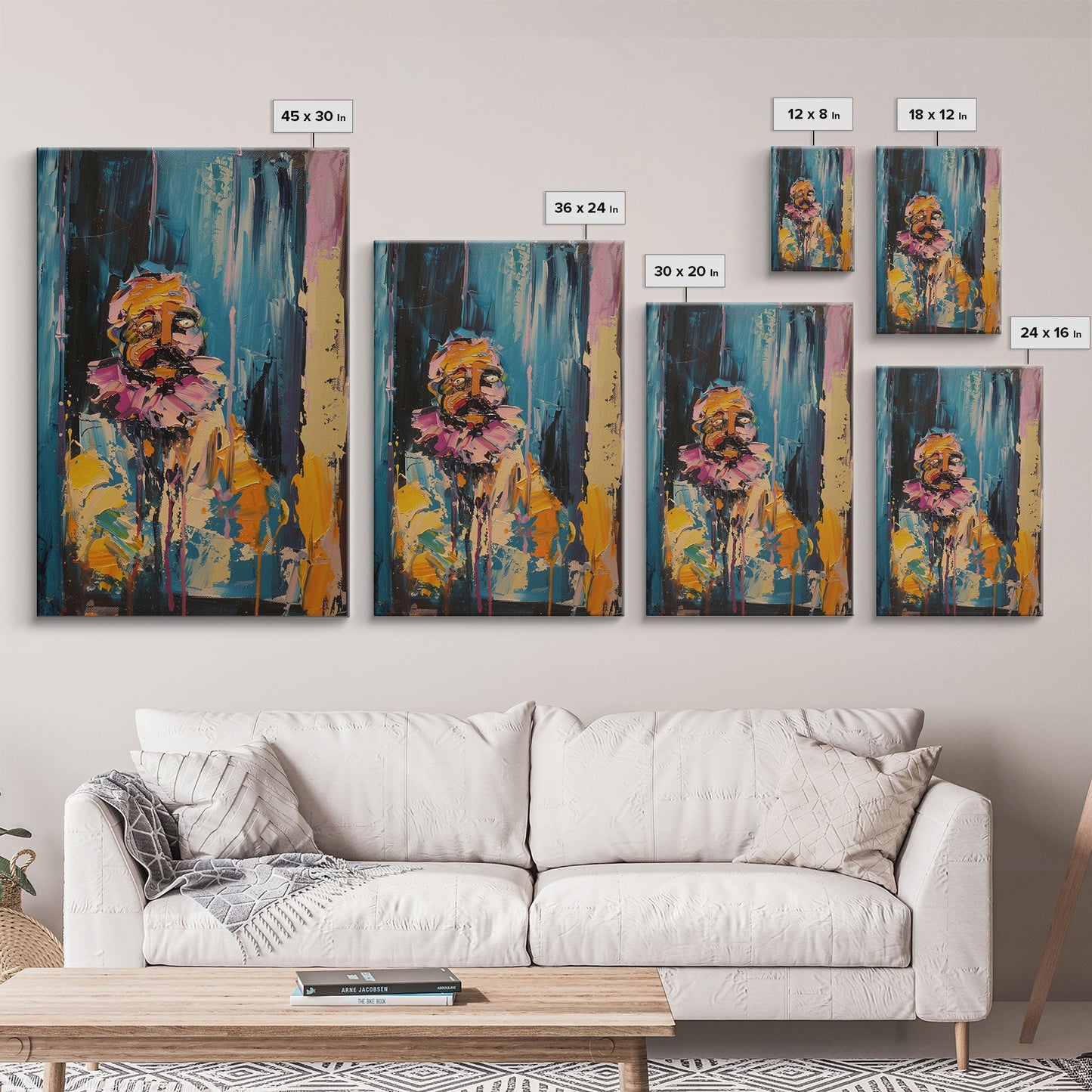 Halloween Ghost with Apple, Framed Canvas Print, Wall Art, Spooky Decor, Halloween Decoration, Living Room Art, Unique Gift