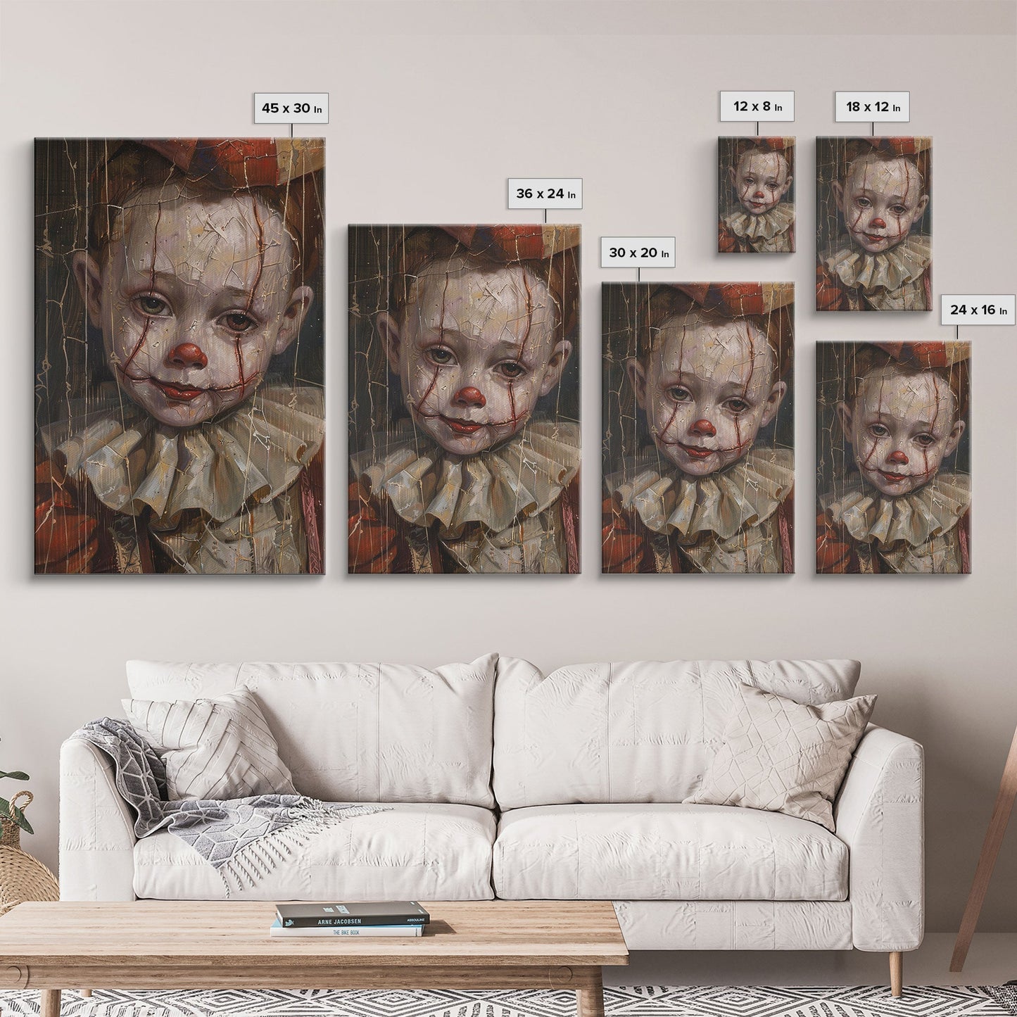 Haunting Clown with Cracked Face - Spooky Halloween Art Print - Creepy Home Decor - Scary Clown Wall Art - Perfect Halloween Decoration