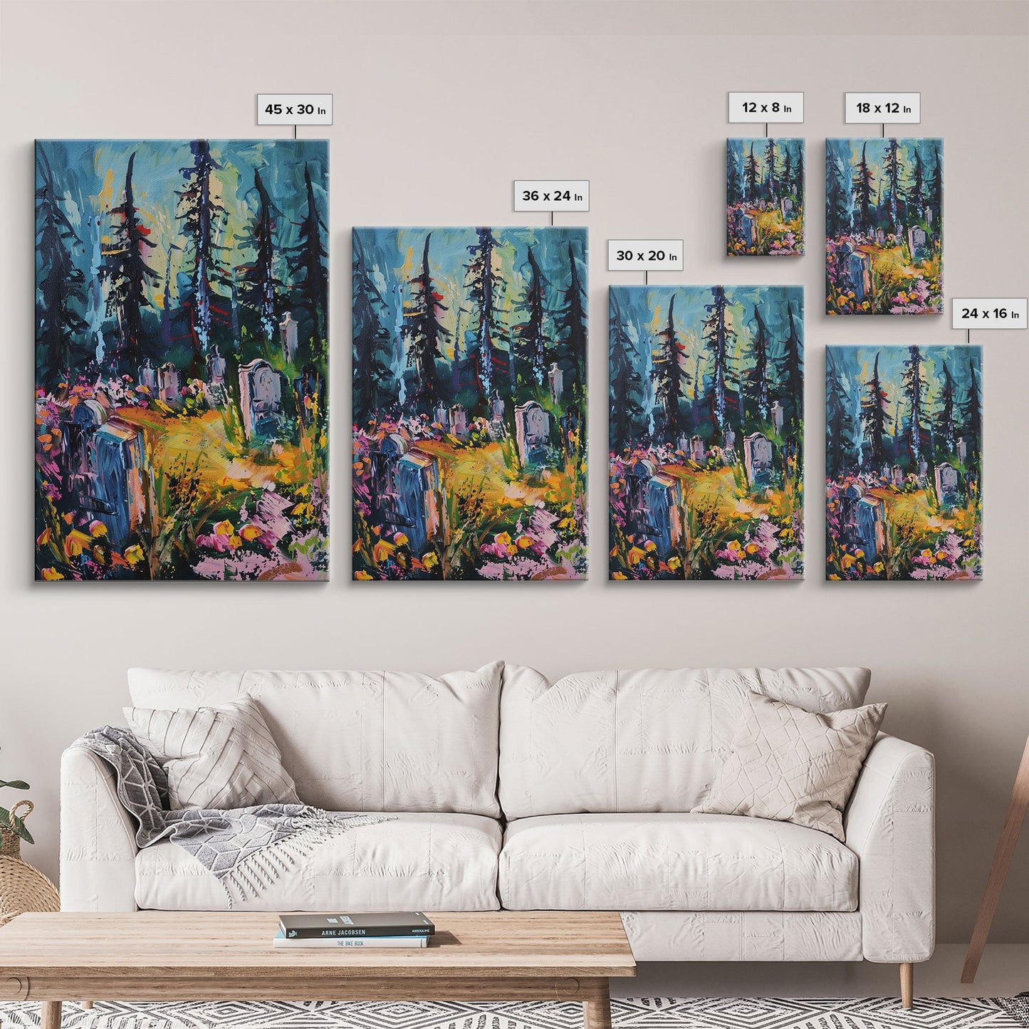 Haunted Path Framed Canvas Print, Halloween Wall Art, Spooky Walkway, Ghostly Forest, Haunted Trees, Gothic Decor, Fall Decoration