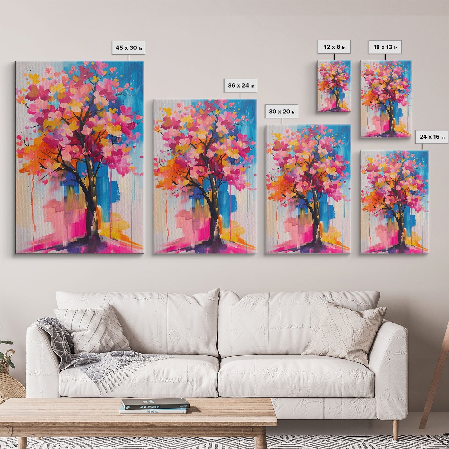 Blossom Tree in Bloom Framed Canvas Print - Nature Wall Art, Living Room Decor, Modern Artwork, Unique Floral Art for Bedroom and Office