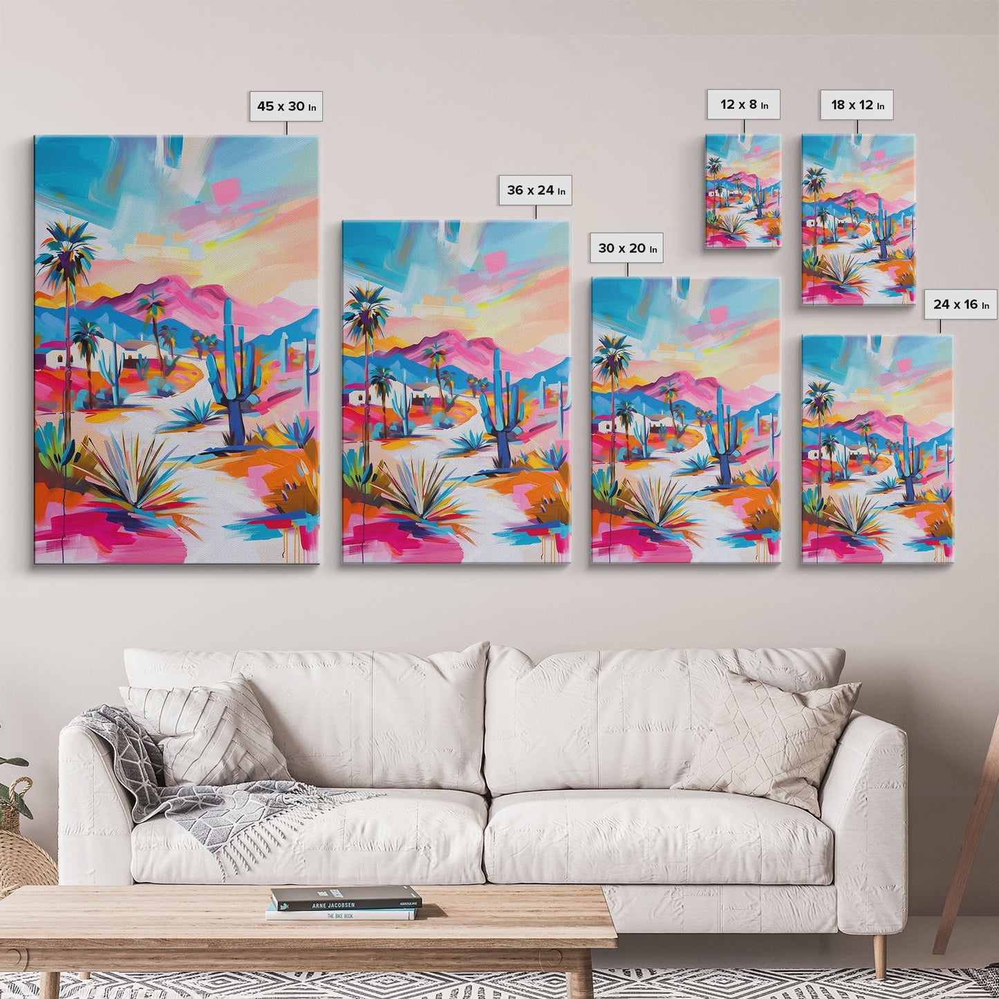 Colorful Desert Pathway Art - Framed Canvas Print, Southwestern Decor, Vibrant Living Room Wall Art, Modern Desert Landscape