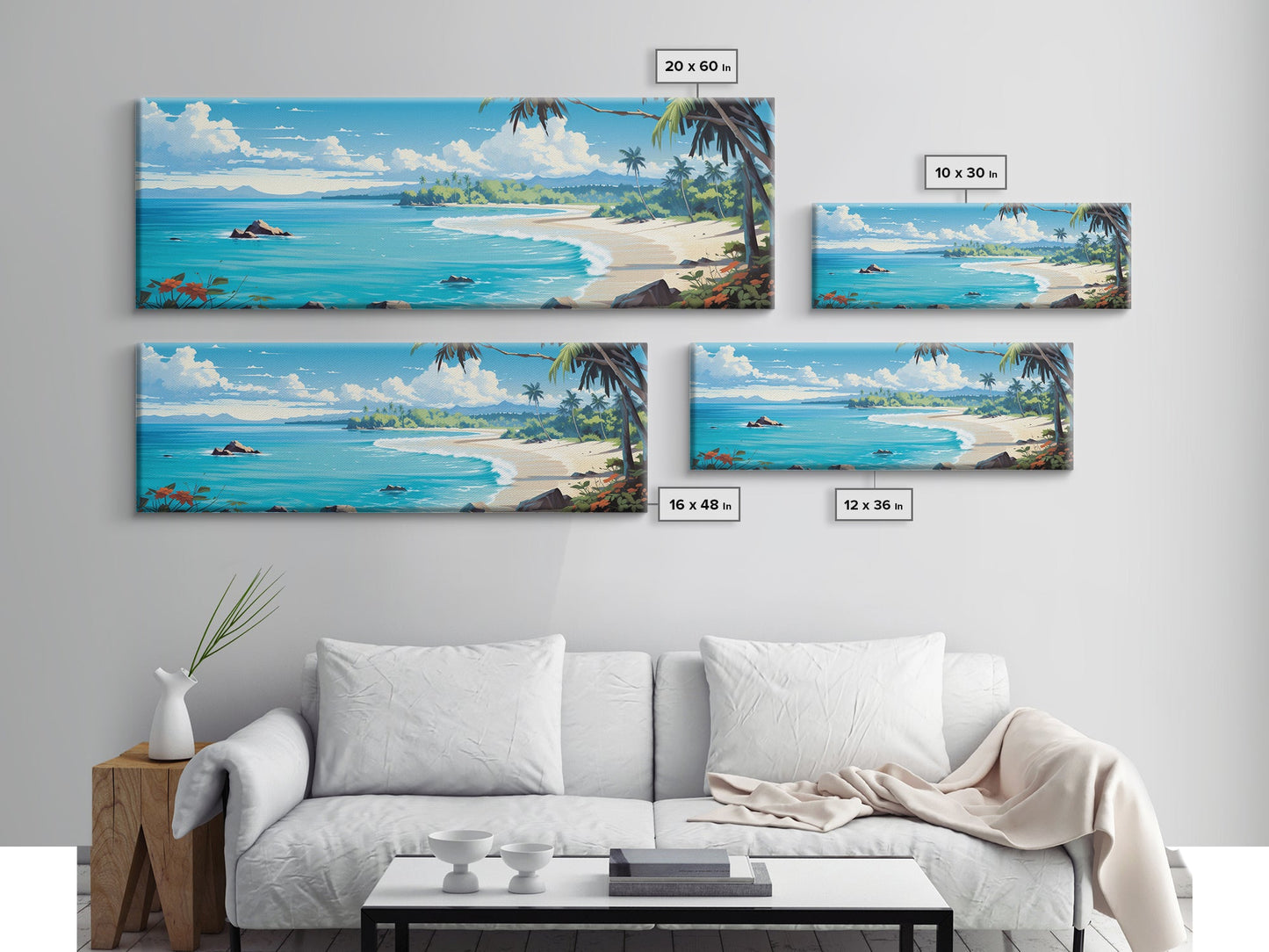 The Beach - Tropical Painting Framed Canvas Print - Hawaii Art - Tropical Decor - Above Sofa Wall Art - Wall Hanging