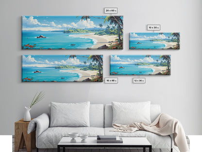 The Beach - Tropical Painting Framed Canvas Print - Hawaii Art - Tropical Decor - Above Sofa Wall Art - Wall Hanging
