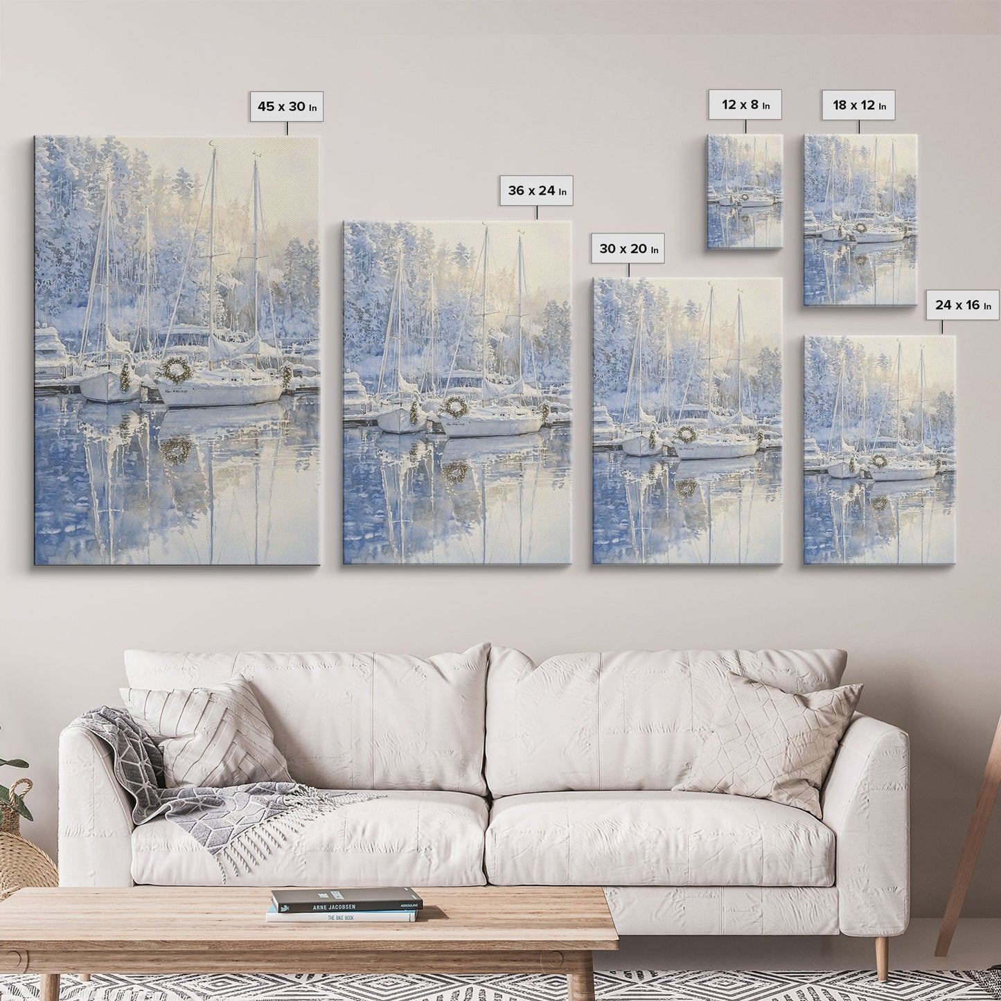 Nautical Christmas Decor, Sailboats On A Frozen Lake, 2024 Christmas Decor, Boho Christmas Decor, Christmas Mantle Decor