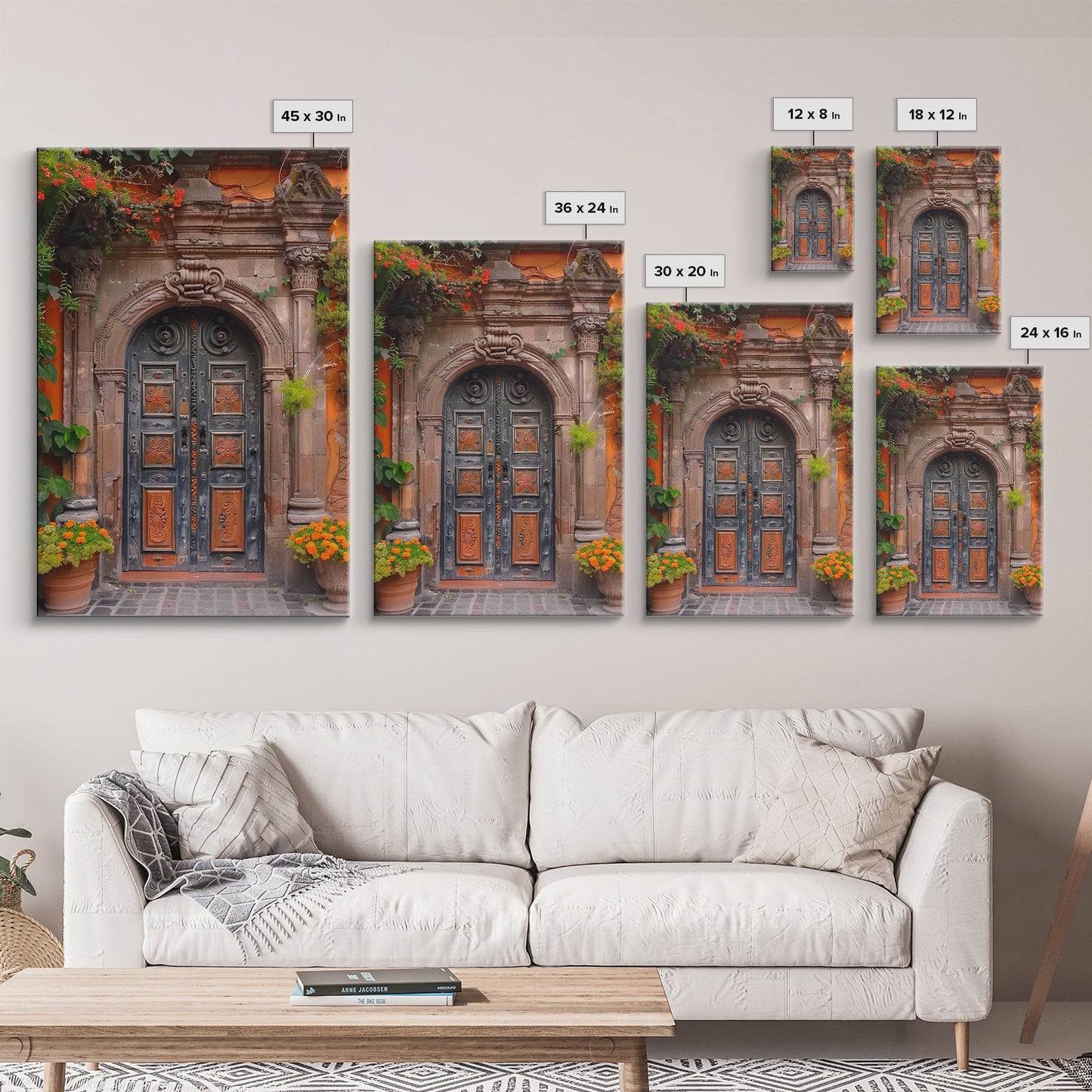 Change2 Indian Wall Art, Colorful Indian Doors, Framed Canvas Print, Painting Print, Traditional Hindu Architecture, Ready To Hang