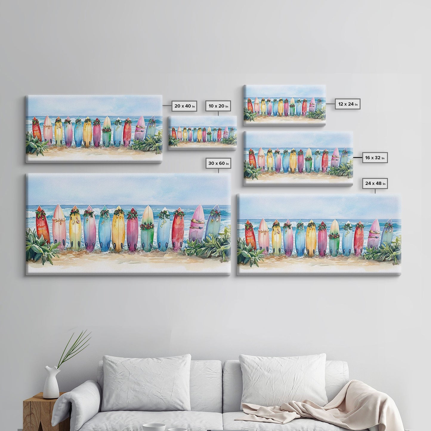 Tropical Christmas decor, beach Christmas decor, Christmas beach art, canvas print, Christmas wall art, beach Christmas