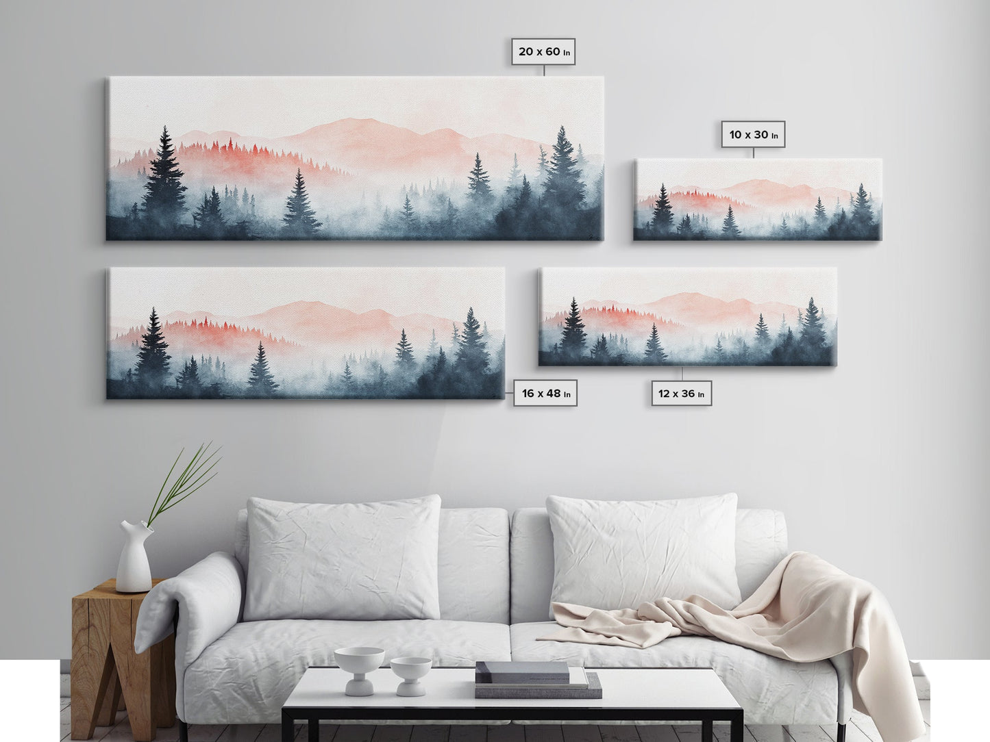 Misty Mountain Panoramic Print, Wood Framed Wall Art, Dark & Moody Home Decor, Fog Over The Blueridge Mountains