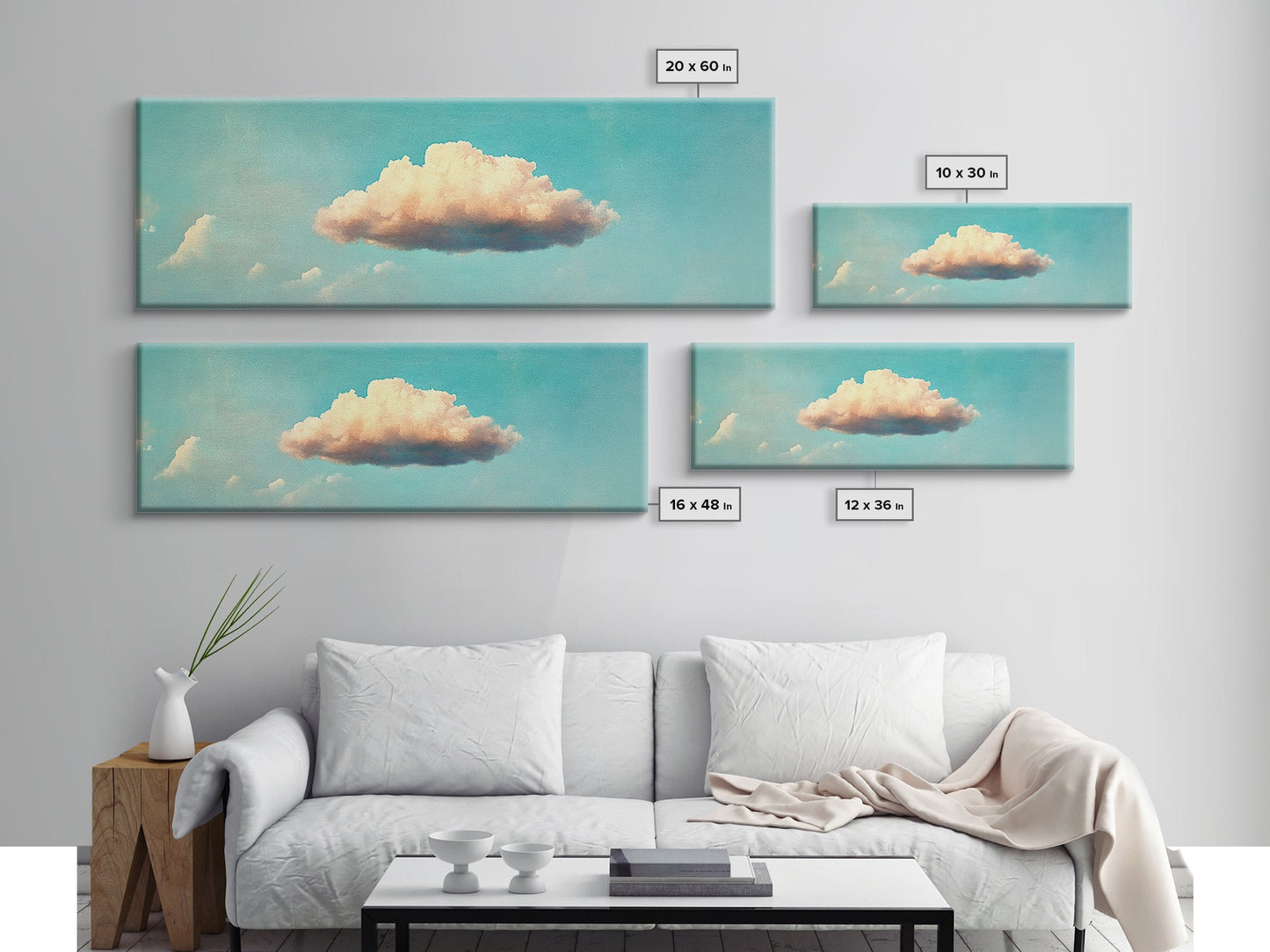 Clouds Wall Art - Living Room Canvas Print - Cloud Decor - Cloudy Sky - Signs For Home / Extra Large Wall Art / Large Horizontal Art