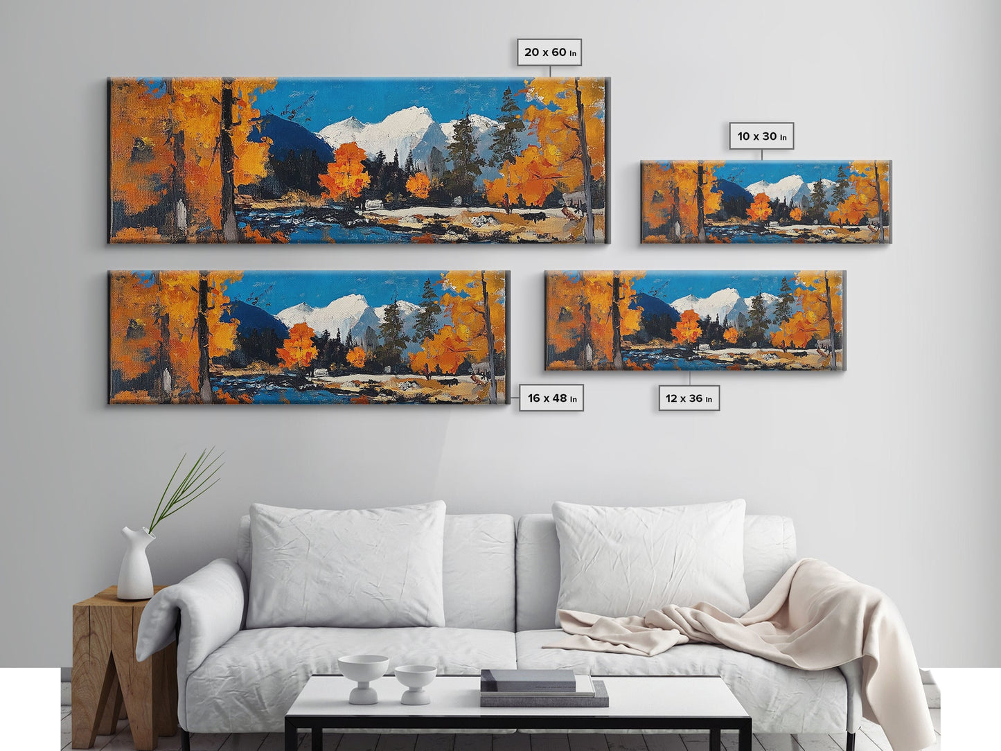 Landscape Wall Art Framed - Horizontal Landscape Print - Fall landscape Painting - Panoramic Landscape Wall Art - Woodlands Painting - Nature Art