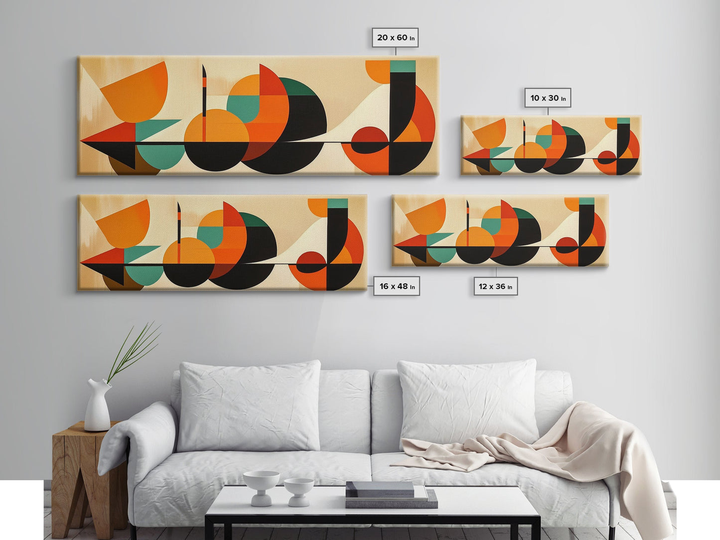 Retro Style MCM Abstract Art, Geometric Patterns, Above Sofa Modern Art, Modern Home Decor, Boho Style Minimalist Wall Art