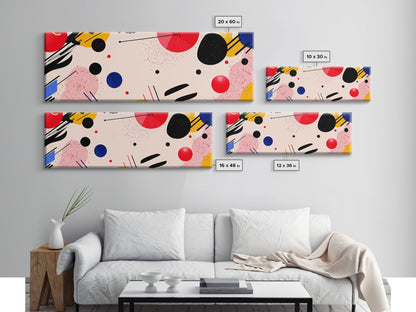 Retro 1990s Inspired Wall Art, Framed Canvas Print, Pink and Cerise Geometric Shapes, Boho Abstract Art, Modern Art / Home Decor