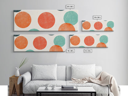 Orange and Green Wabi Sabi Wall Art, Framed Canvas Print, Abstract Wall Art, Minimalist / Neutral Circles Extra Wide Art