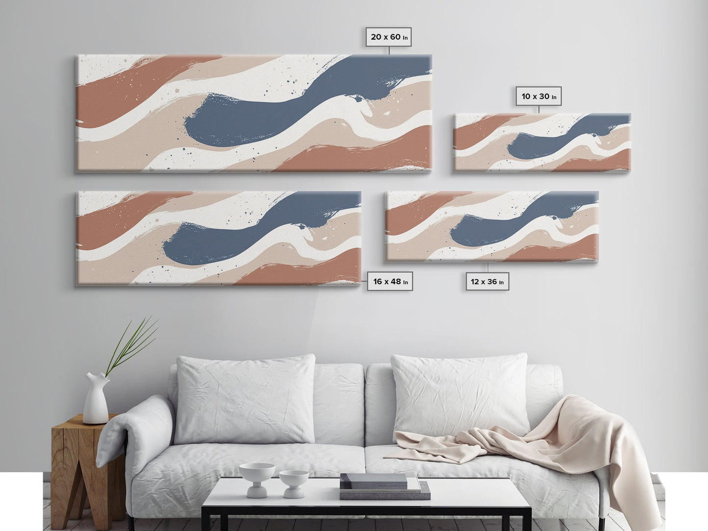 MCM Artwork - Abstract Art - Framed Canvas Print - Wood Framed Mid Century Modern Art - Large Geometric Art, Paint Splotches