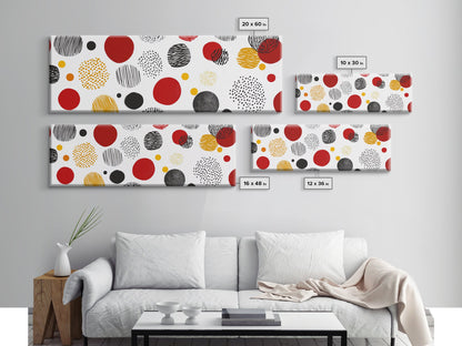 Polk Dots MCM Wall Decor, Framed Canvas, Canvas Print, Midcentury Modern Abstract Art, White Background, Eclectic Kitsch Home Decor