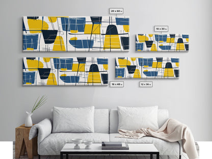 Large Colorful Abstract Painting - Blue, Yellow and Black Abstract Art - Abstract Art Large Canvas Modern Art for Above Sofa