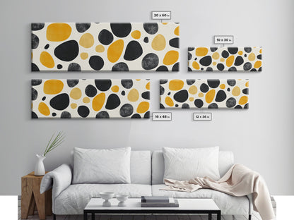 Stones In A River Bed, Frames Canvas Print, Black, Gold and White Abstract Painting Print, Modern Home Decor, Mid Century Modern Wall Art