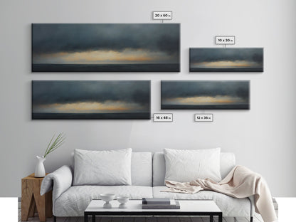 Prelude - Storm Over The Calm Sea - Framed Canvas Print - Dark and Moody Decor - Seascape Painting - Unique Wall Art