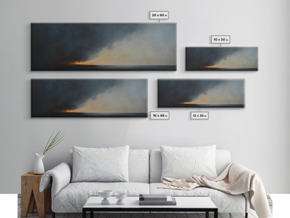 Storm Clouds Rolling In - Framed Canvas Print - Dark and Moody Landscape Painting - Seascape Painting - Ocean Art - Nautical Decor
