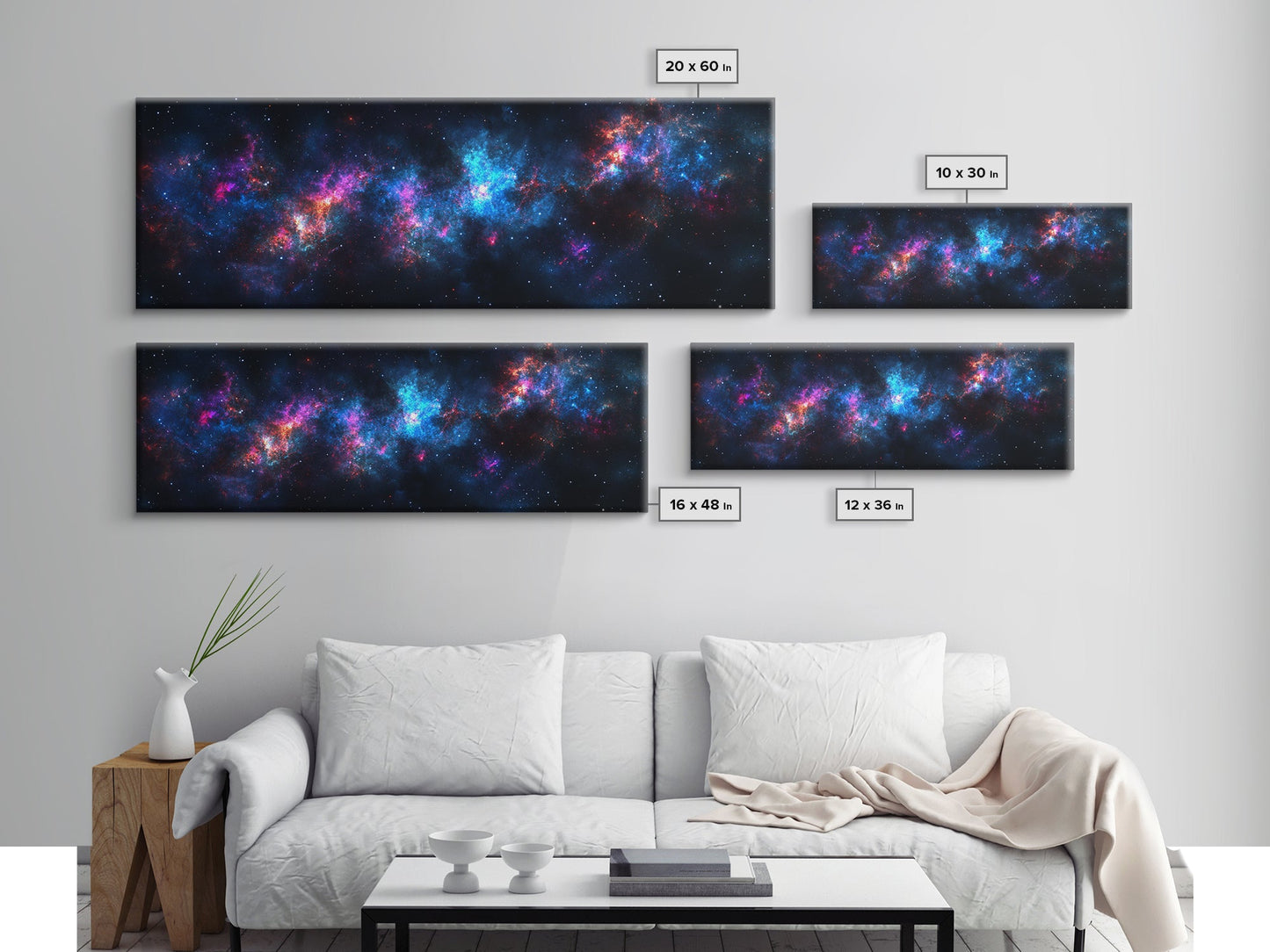 Galaxy Print Wall Art, Space Decor, Scifi Wall Art Framed Canvas Print, Universe and Stars Panoramic Wall Art