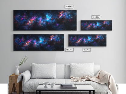 Galaxy Print Wall Art, Space Decor, Scifi Wall Art Framed Canvas Print, Universe and Stars Panoramic Wall Art