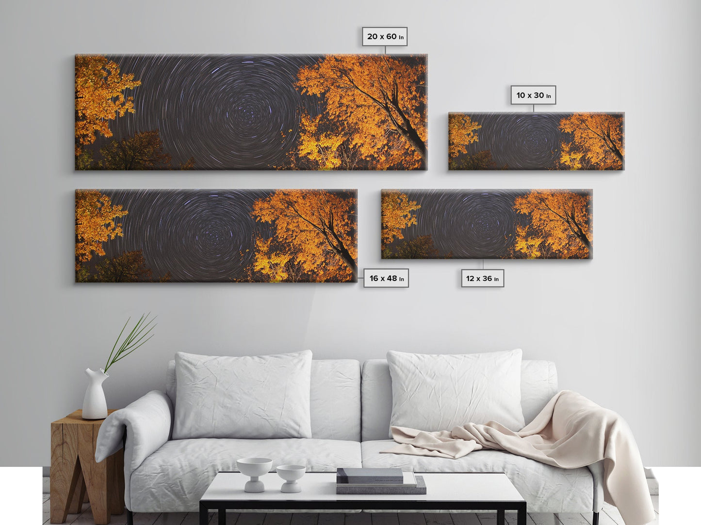 Time Lapse Photography Style Print, Panoramic Wall Art, Starry Night Sky Photo Print