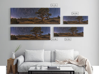 Time Lapse Photography Style Print, Panoramic Wall Art, Starry Night Sky Photo Print, Joshua Tree