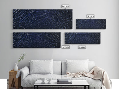 Spiral Of Stars Framed Canvas Print, Timelapse Photography Style Print, Oversized Living Room Decor