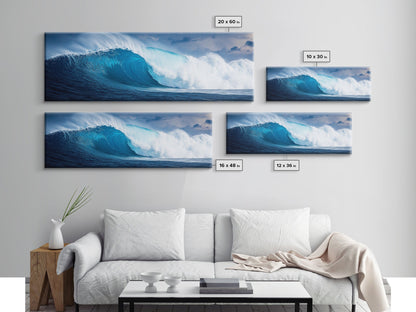 The Wave - Huge 40 Foot Wave - Surfer Decor - Framed Canvas Print - Nautical Decor - Nautical Art - Seascape Painting