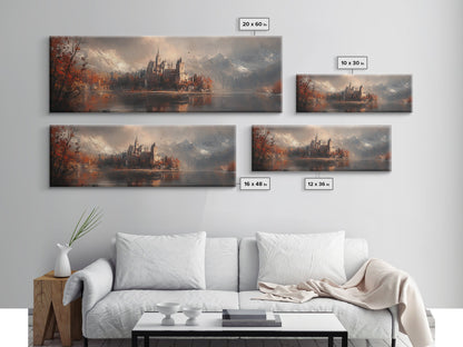 Dark Moonlit Gothic Castle, Framed Canvas Print, Dark Fantasy Painting, Dark Academia, Ready To Hang Art, Moody Decor