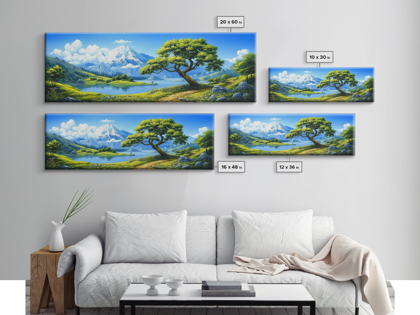 Vintage Oil Painting Canvas Print, Wall Art, Nature Painting, Panoramic Landscape Painting, Large Gallery Art