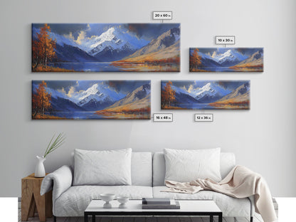 Landscape Wall Art - Framed, Horizontal Landscape Print, Panoramic Landscape Wall Art, Oil Painting Landscape, Above Bed Long Wide Print, Modern Wall Art