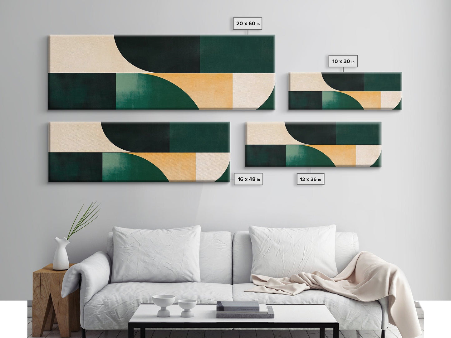 Geometric Mid-Century Modern Wall Art, Framed Canvas Print, Abstract Art, Modern Art, Geometric Patterns, MCM Home Decor, Emerald Green Art