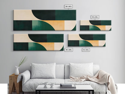 Geometric Mid-Century Modern Wall Art, Framed Canvas Print, Abstract Art, Modern Art, Geometric Patterns, MCM Home Decor, Emerald Green Art