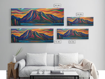 Abstract Mountain Painting Print, Stained Glass Style Art, Surrealist Landscape Painting, Abstract Landscape Painting Wall Art
