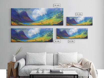 Colorful Fantasy Landscape Painting Print, Oversized Wall Art, Purple and Green Wall Art