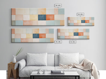 Modern Abstract Framed Canvas | Minimalist Mid Century Modern Wall Art | Large Horizontal Ultra Wide Framed Canvas | MCM Art