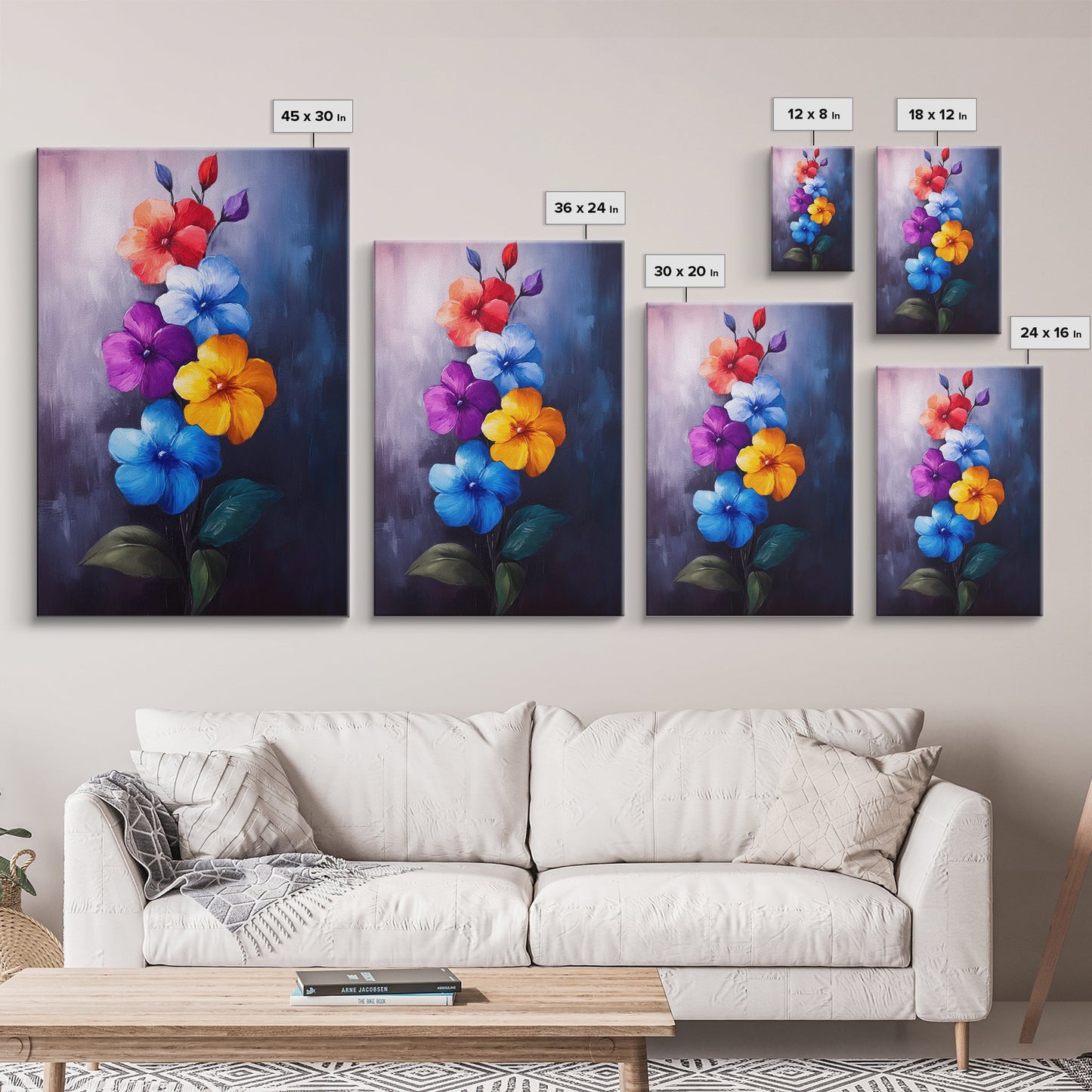 Wild Flower Painting Print On Canvas, Wood Framed Wall Art, Original Art, Flowers Painting, Botanical Print, Modern Art, Living Room Wall Art