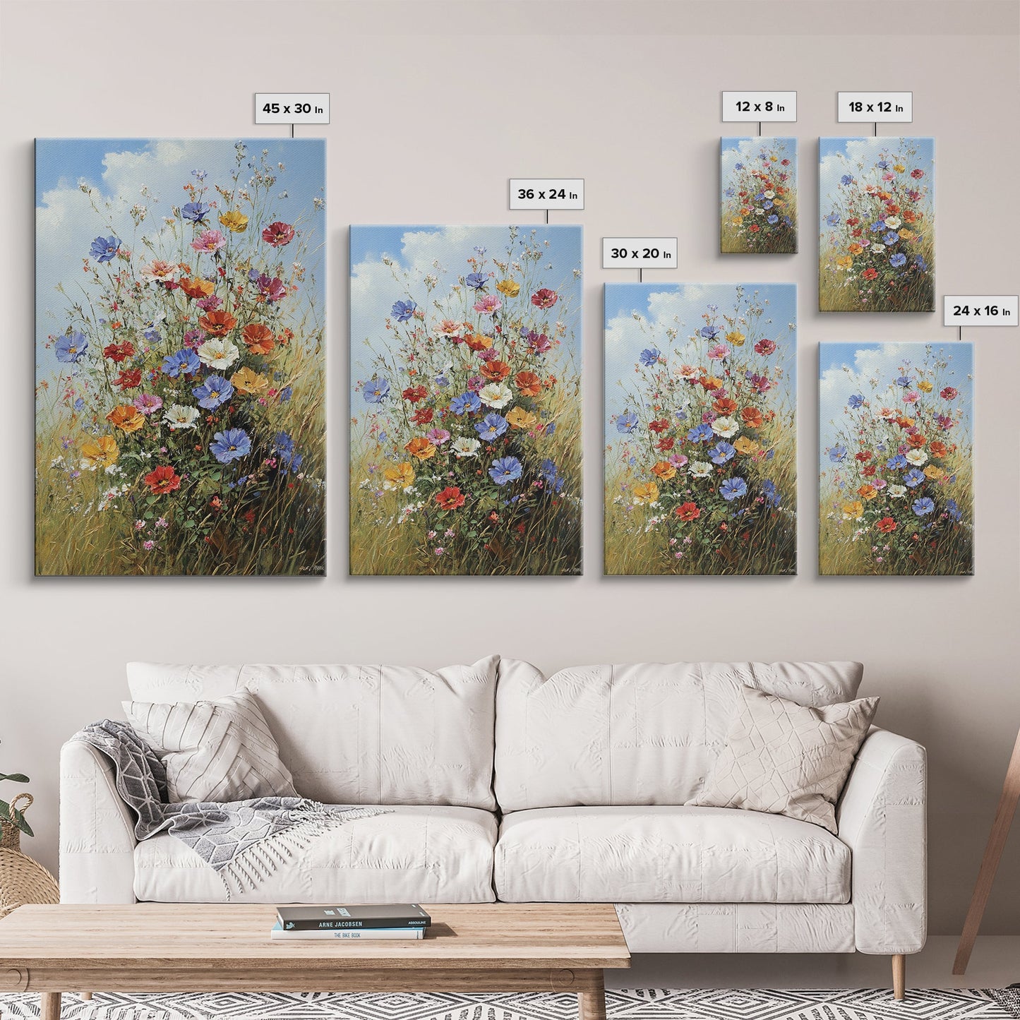 Botanical Wall Art | Oil Painting Botanical Print on Canvas | Wood Framed Boho Farmhouse Print | Large Wall Art | Oversized Wall Decor