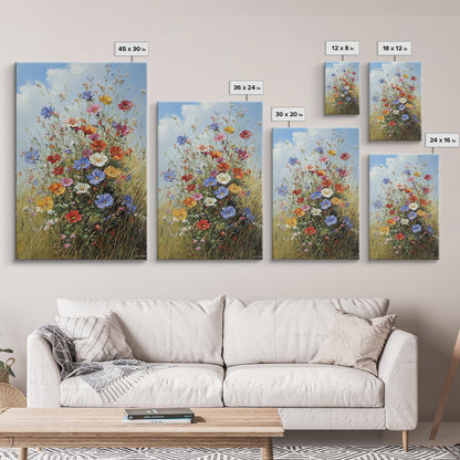 Botanical Wall Art | Oil Painting Botanical Print on Canvas | Wood Framed Boho Farmhouse Print | Large Wall Art | Oversized Wall Decor