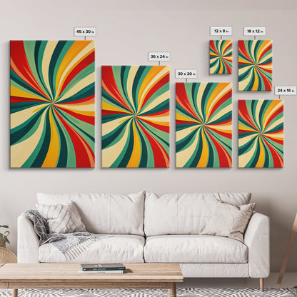 MCM Wall Art Framed Canvas Print, Colorful Boho Style Wall Art, Mid-Century Modern Wall Art, Retro 1950s Style Geometric Abstract Art