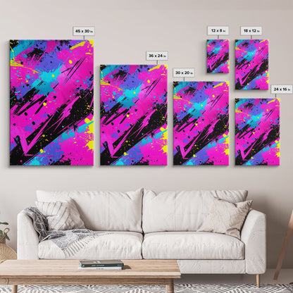 Graffiti Wall Art Splatter Art, Framed Canvas Print, Grunge Style Abstract Art