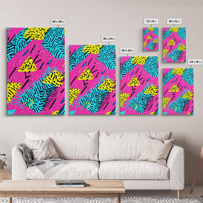 Retro 90s Style Abstract Art Canvas Print Preppy Decor Living Room Or Dorm Room Wall Art